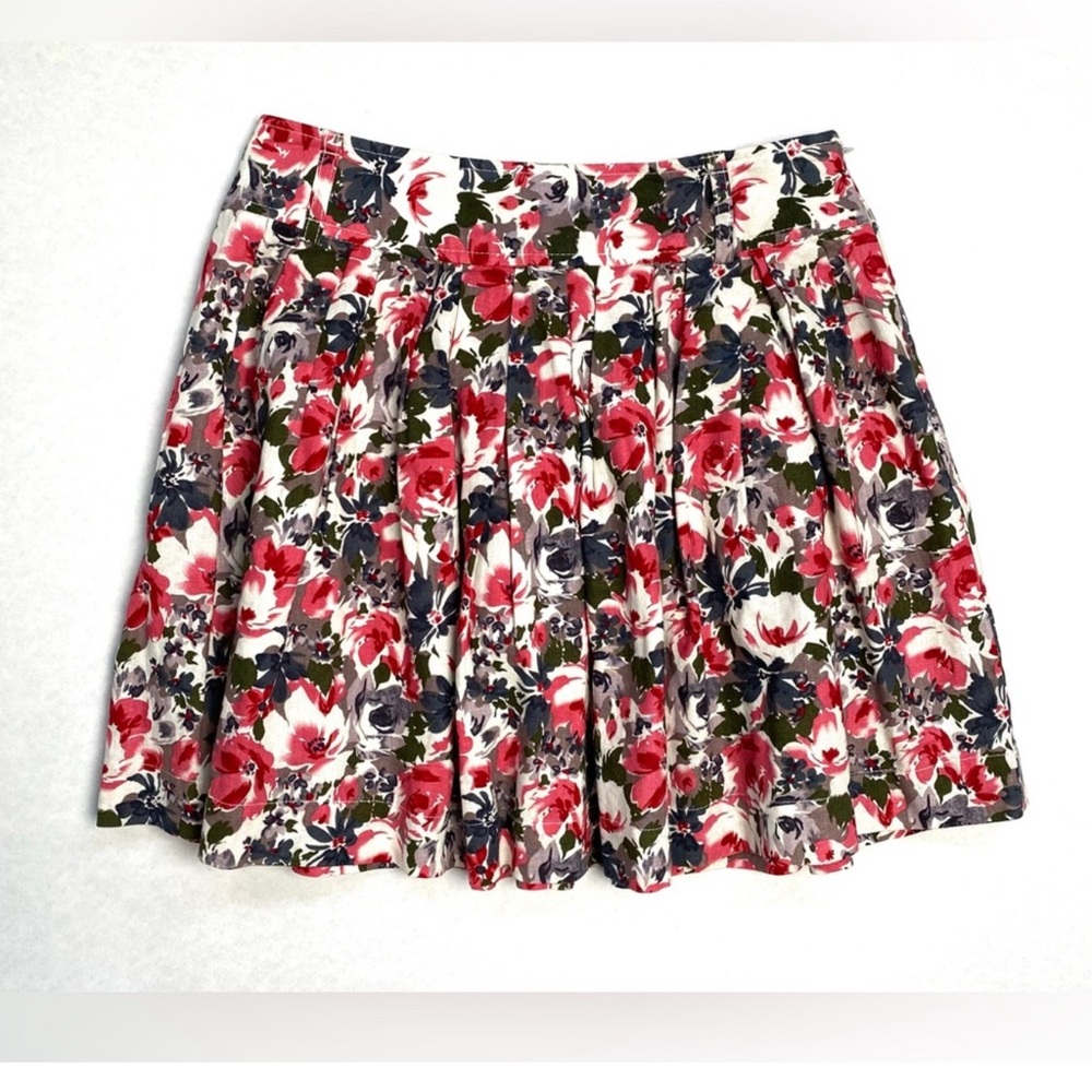 Forever 21 Women's Floral Pleated Multi Color Mini Skirt Side Zip Lined Size XS - Picture 2 of 9